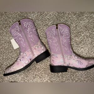 Girls Size 12 Pink & Purple Sparkly Western Cowboy Boots NWT